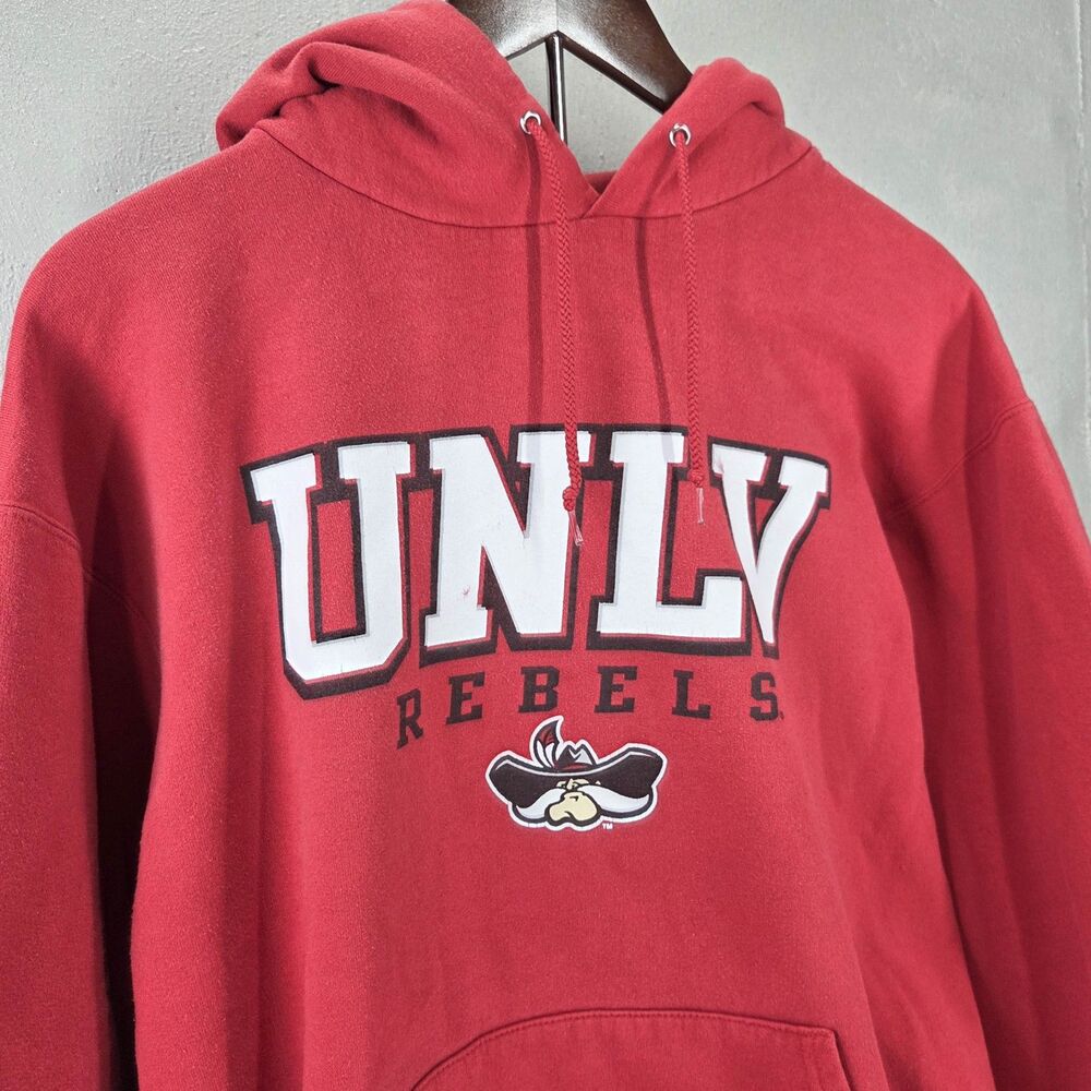 Vintage Champion UNLV Rebels College Graphic Pullover Hoodie Red Men's Size L